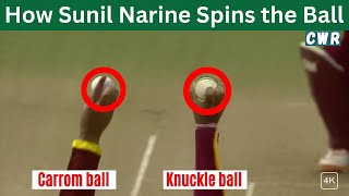 Sunil Narine Bowling Analysis  How Narine Spins the Ball  Carrom Knuckle and Doosra [upl. by Afnin]