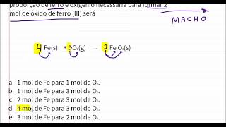 Balanceamento da equação Fes  O2g ⟶ Fe2O3s [upl. by Evan]