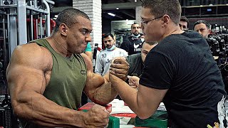 SCHOOLBOY VS LARRY WHEELS  WORLD STRONGEST BODYBUILDER  ARM WRESTLING 2020 [upl. by Aerdnad]