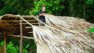 Dwarf family builds wooden house  roof made of palm leaves  intimate meal with neighbor [upl. by Leahicm]