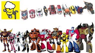 Transformer animated toy with Optimus Prime Bumblebee Arcee Ratchet Prowl Grimlock [upl. by Kellen]