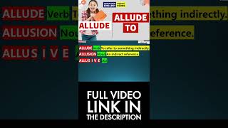 ALLUDE  Allude to  Phrasal Verbs  Competitive Exams English [upl. by Bondy]