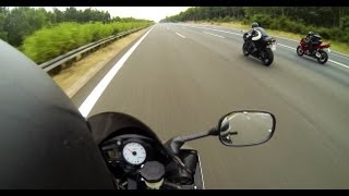 Kawasaki Ninja ZX6R vs Yamaha R6 vs Honda CBR 600 RR  Acceleration 1080p [upl. by Tania]