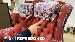 How Vintage Leather Furniture Is Professionally Restored  Refurbished [upl. by Brockwell]