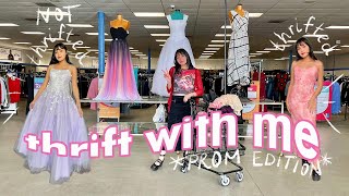 THRIFT WITH ME  thrifting VS shopping online for PROM dresses  GIVEAWAY [upl. by Ydissak]