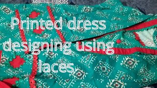 Printed dress designing using lacesPrinted suits lace design Printed suits design new 2024 [upl. by Dincolo]