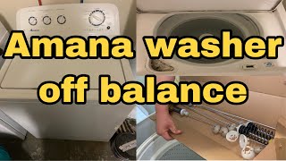 How to FIx Amana Washer OFF BALANCE  Shaking Violently During Spin Washer is Dancing Out of Place [upl. by Yzmar]