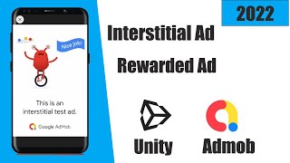 Admob Interstitial ADRewarded AD RewardedIntersitial AD Tutorial in Unity  show ads in game 2022 [upl. by Aleta]