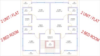 HOUSE PLAN DESIGN  EP 242  1300 SQUARE FT TWOUNIT  FLAT HOUSE PLAN  LAYOUT PLAN [upl. by Sana]