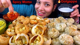 Eating Spicy🔥 GOLGAPPE Vs Spicy MOMO Challenge  Indian Street Food Eating Challenge  Asmr Mukbang [upl. by Donovan]