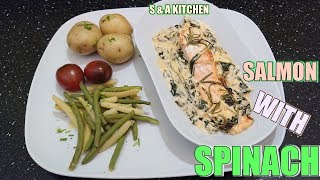 Salmon with Spinach Cream Sauce  Low Carb Recipe [upl. by Stern]