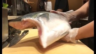 开Yellowtail How to Cut Yellowtail for SushiSashimi寿司开鱼技巧 [upl. by Vigor]