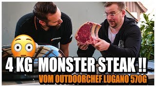 4 kg MONSTER STEAK grillen Wir testen den Outdoorchef Lugano 570 G mit einem RIESIGEN STEAK [upl. by Sinai]