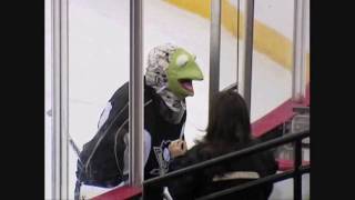 MarcAndre Fleury goalie with Kermit the Frog mask October 2009 [upl. by Jemie]