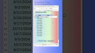Find the Day From Dates in Microsoft Excel [upl. by Jourdan]