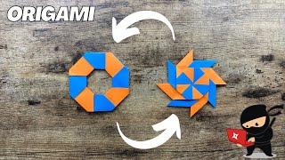 ORIGAMI TRANSFORMING NINJA STAR SHURIKEN PAPER WEAPON TUTORIAL ORIGAMI WORLD PAPER NINJA WEAPON ART [upl. by Salangi]