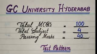 GC University Hyderabad Entry Test Pattern and Syllabus GCU Hyderabad Past papers  GCUH [upl. by Meelas422]