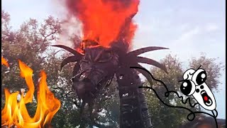 Dragon on fire Disney World parade animatronics float catches fire [upl. by Yk]