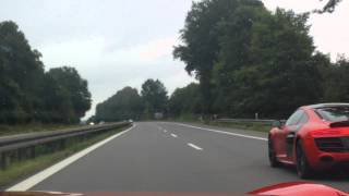 Ferrari F12 playing with some Audi R8s on german Autobahn [upl. by Gilda214]