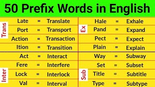 50 Prefix Words  Prefix Words in English  Suffix and Prefix  part 2 [upl. by Aztilem]