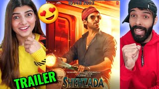 Shehzada Trailer Reaction  Kartik Aaryan Kriti Sanon  Rohit Dhawan [upl. by Braca659]