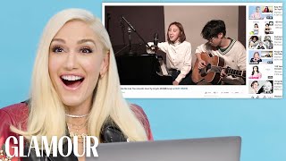 Gwen Stefani Watches Fan Covers on YouTube  Glamour [upl. by Aciram]