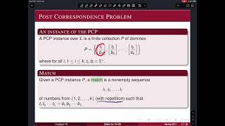 Lecture 27 Post Correspondence Problem [upl. by Atirac498]