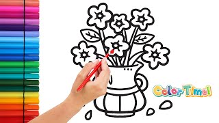 Flower Vase coloring  تلوين مزهرية الورد [upl. by Yllek718]