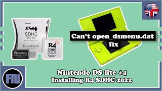 Nintendo DS Lite 4  Installing R4 SDHC 2022 Cant opendsmenudat fix [upl. by Stralka]