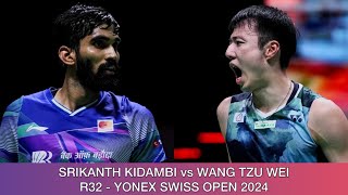 Srikanth Kidambi vs Wang Tzu Wei  Badminton Swiss Open 2024 [upl. by Geanine57]