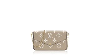 Louis Vuitton Monogram Empreinte Bicolor Felicie Pochette Tourterelle Creme [upl. by Yer]