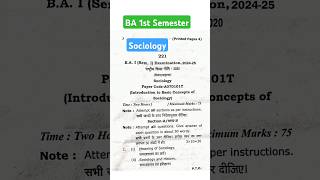 ba 1st semester sociology question paper 2025  समाजशास्त्र model paper 2025  important questions [upl. by Adnarom826]