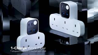 MOMAX  1Charge Work Flow  3Outlet TShaped Extension Plug Socket Power Strip [upl. by Paza]