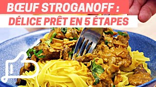 RECETTE EXPRESS  BOEUF STROGANOFF Savoureux en 5 Étapes [upl. by Rehtnug732]