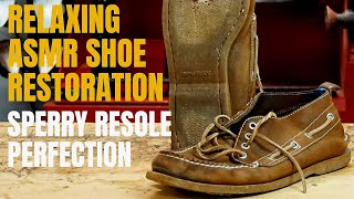 Sperry Resole Magic Relaxing ASMR Shoe Transformation  Satisfying Restoration [upl. by Laiceps]