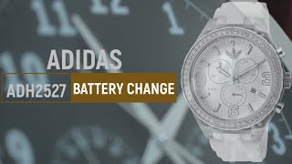 How to change the battery of a ADIDAS Cambridge ADH2527 analog watch [upl. by Akinna968]