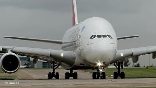 9 Very Close Takeoffs amp Landings A380 777 787 A330 757 767 A319 Manchester Airport [upl. by Marks]