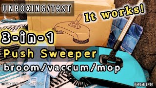 UNBOXINGTEST 3IN1 Push Sweeper Broomdustpanvacuummop CoastalCraftFilAm [upl. by Fleeman]