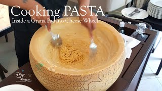 Cooking Pasta Inside a Grana Padano Cheese Wheel [upl. by Troxell]