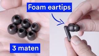 Gebruik Foam Eartips op oordopjes voor een betere pasvorm en afsluiting Rolfstone Luna ANC oortjes [upl. by Reinold]