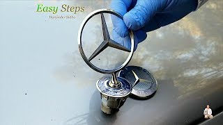 How To Change Mercedes Hood Ornament Emblem  Mercedes Benz Genuine Flat Hood Emblem [upl. by Anali]