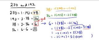 Using Euclidean algorithm to write gcd as linear combination [upl. by Oeram765]