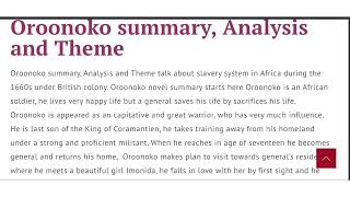 Oroonoko summary critical analysis and theme in English [upl. by Einnaffit54]