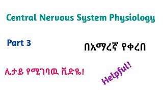 Physiology Central Nervous System Physiology Part 3 LessonGiving Video Lecture in Amharic Speech [upl. by Havot359]