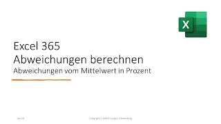 Excel 365 Abweichungen vom Mittelwert in Prozent [upl. by Rolo96]