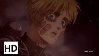 ARMIN COLOSSAL TITAN TRANSFORMATION ENG DUB 1080P HD  BEST ARMIN MOMENTS  ATTACK ON TITAN SEASON 4 [upl. by Kimbell]