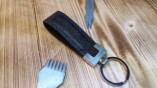 How to make a leather keychain leather key holder [upl. by Rraval]