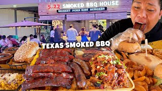 Texas Smoked BBQ  Angus Beef Brisket Ribs Pulled Pork Sausage and more [upl. by Ailehs]