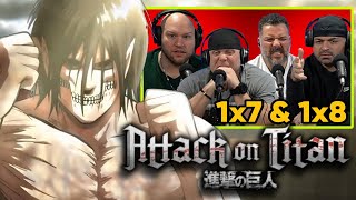 First time watching Attack on Titan reaction episodes 1X7 amp 1X8 Sub [upl. by Alleinnad402]