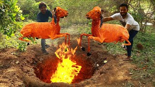 Two Whole Lambs Cooked in Underground Oven  Genius Way to BBQ WHOLE LAMB  Grandpa Kitchen [upl. by Groot580]